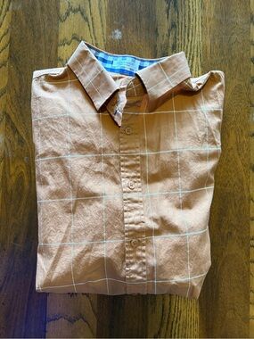 Men’s Coofandy Brown Windowpane Button-Up Shirt